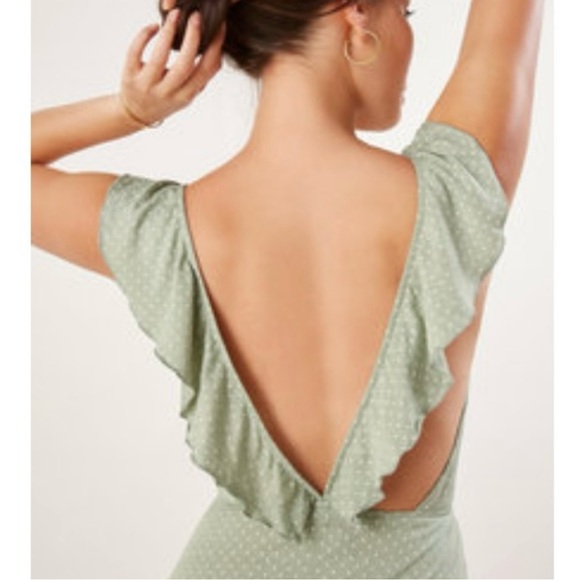 Reformation Ceylon Green Polka Dot Bambi Dress - Picture 1 of 4